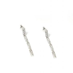 Greek Key design - meander silver drop - dangle earrings 1